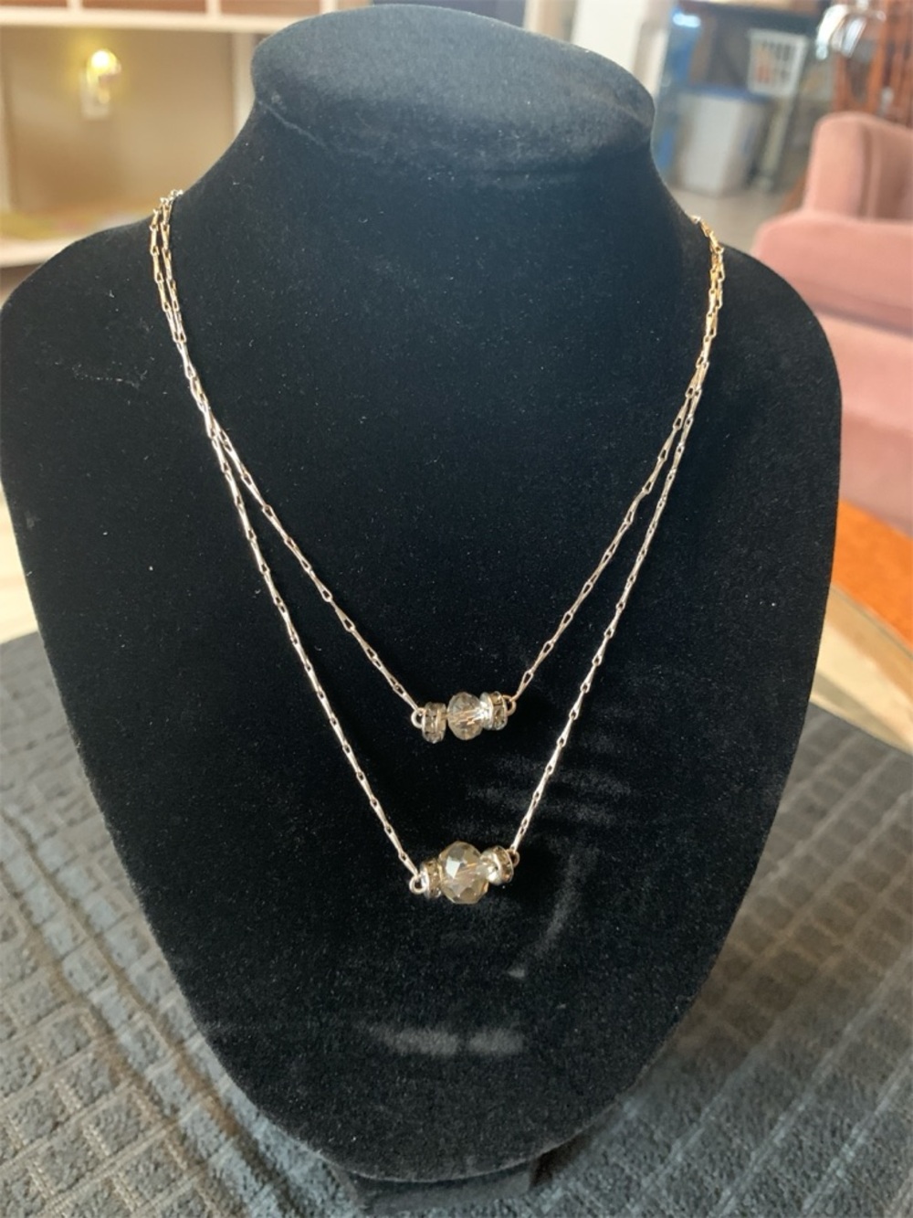 Robert Rose Gold-Tone Layered Crystal Pendant Necklace